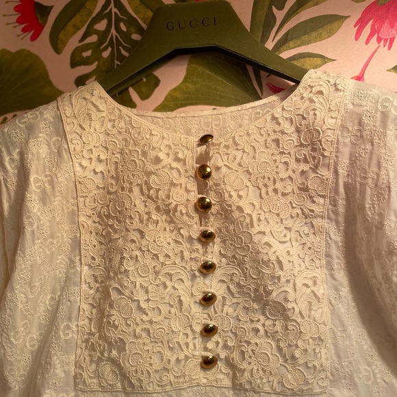 Authentic GUCCI | Ivory GG & FLOWER EMBROIDERED Short Summer DRESS & SLIP - Picture 2 of 10